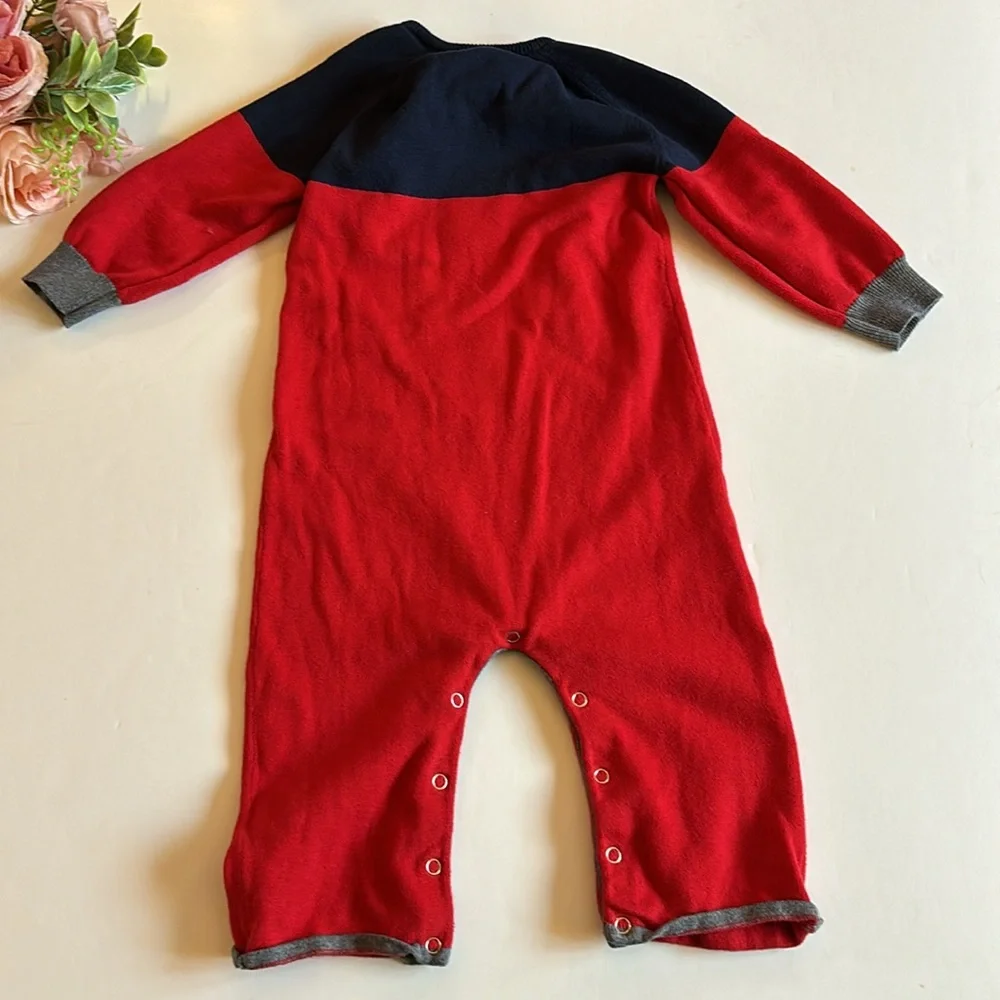 Toobydoo Red and blue sweater onesie 18-24 month Snap bottom ToobyDoo